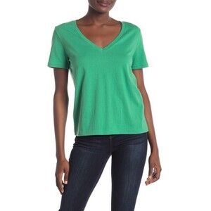 BP. Women's V-Neck Short Sleeve T-Shirt Green Size XS